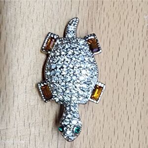 Rhinestone Turtle Brooch